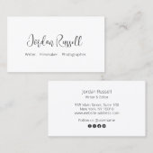 Carte de visite noir et blanc moderne (Devant / Derrière)