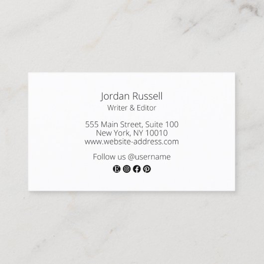 Carte de visite noir et blanc moderne (Dos)