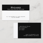 Carte De Visite Noir et blanc moderne (Devant / Derrière)