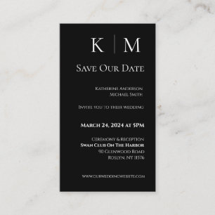 Carte De Visite Noir et blanc-Moderne-Enregistrer la Date-