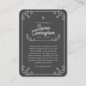 Carte De Visite Noir et blanc Moderne Simple Merci funéraire (Devant)