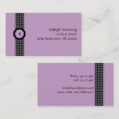 Carte de visite noir et blanc pourpre de pois (Devant / Derrière)