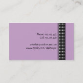 Carte de visite noir et blanc pourpre de pois (Dos)