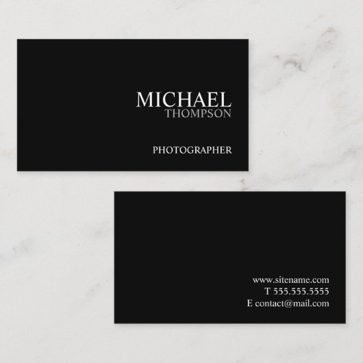 Carte De Visite Noir et blanc professionnel (Devant / Derrière)