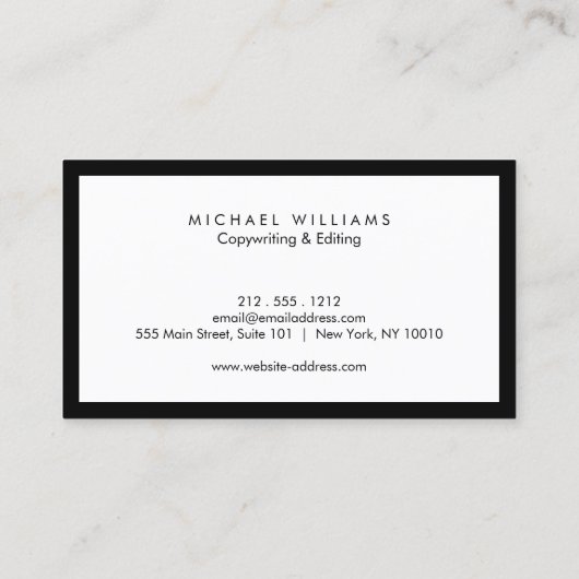 Carte de visite noir et blanc professionnel (Dos)