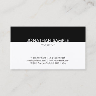 Carte De Visite Noir Et Blanc Professionnel Moderne Plain gracieux