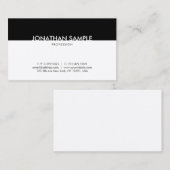 Carte De Visite Noir Et Blanc Professionnel Moderne Plain gracieux (Devant / Derrière)