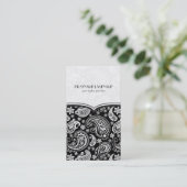 Carte De Visite Noir et blanc Retro Paisley Motif 4 Design (Debout devant)