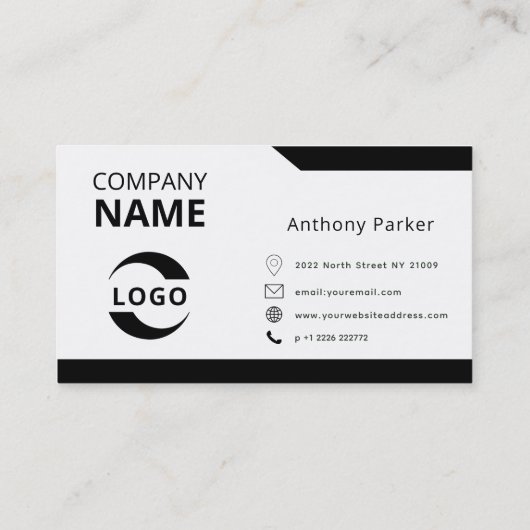 Carte de visite noir et blanc simple (Dos)