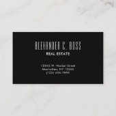 Carte De Visite Noir et blanc Simple à trois lettres Monogramme (Dos)