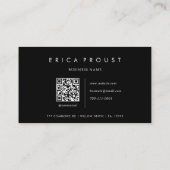 Carte De Visite Noir et blanc Simple Moderne Qr Code (Dos)