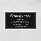 Carte De Visite Noir et blanc simples (Dos)