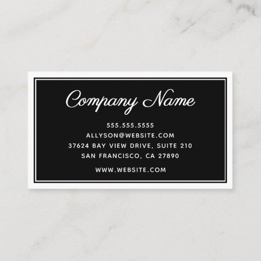 Carte De Visite Noir et blanc simples (Dos)