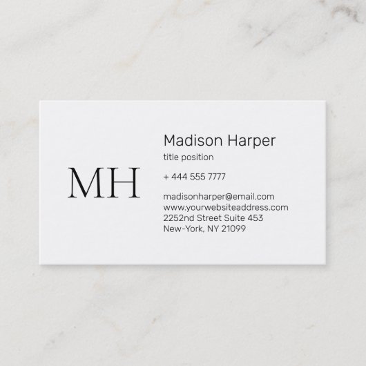 Carte De Visite Noir et blanc simples (Devant)