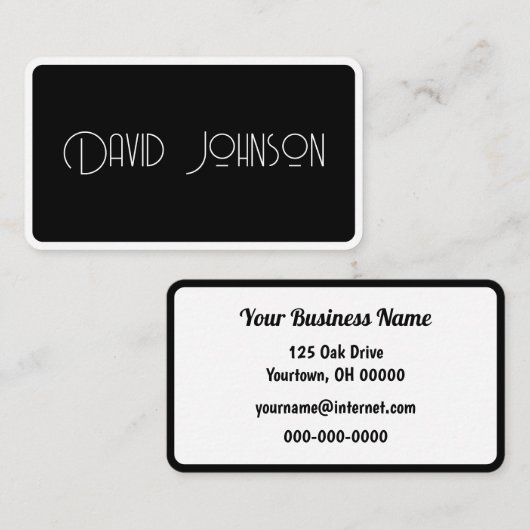 Carte De Visite Noir et blanc simples (Devant / Derrière)