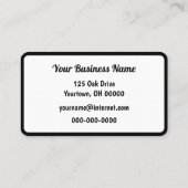 Carte De Visite Noir et blanc simples (Dos)