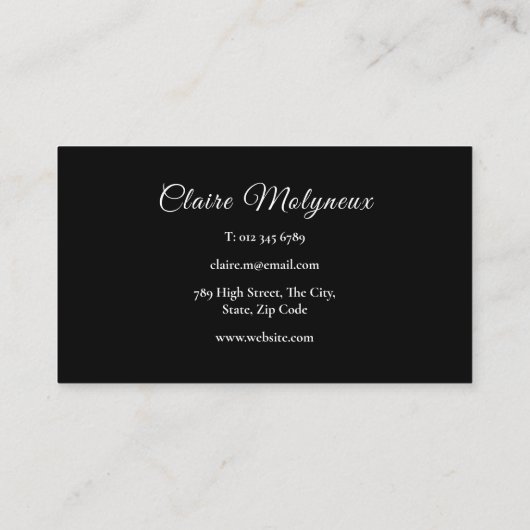 Carte De Visite Noir et blanc simples (Dos)