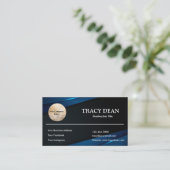 Carte De Visite Noir et bleu Personnalisé Moderne Professionnel (Debout devant)