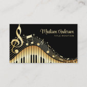 Carte De Visite Noir Et Gold Music Notes Design Business (Devant)