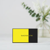 Carte De Visite Noir et Jaune Simple Moderne (Debout devant)