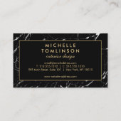 Carte De Visite Noir et Marbre blanc Designer avec Faux Gold (Dos)