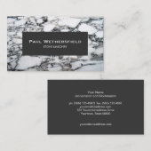 Carte De Visite Noir et Marbre blanc Stonemason Architect (Devant / Derrière)