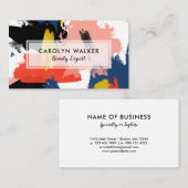 Carte De Visite Noir et marine - Aquarelle Abstraite (Devant / Derrière)