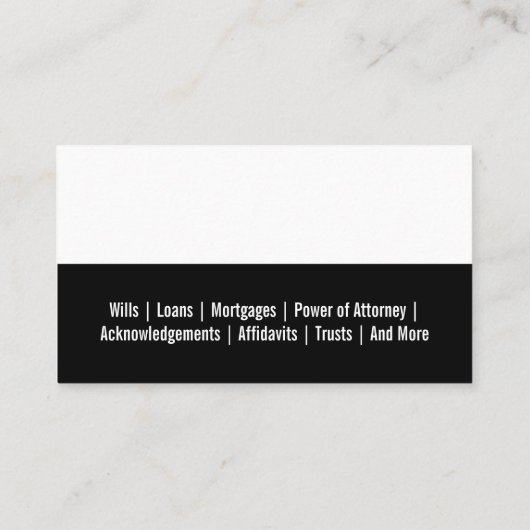 Carte De Visite Noir et Modèle blanc (Dos)