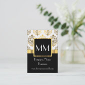 Carte De Visite Noir et monogramme de damassé d'or (Debout devant)