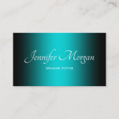 Carte De Visite Noir et noir Turquoise élégant Ombre (Devant)