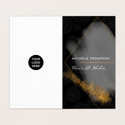 Carte de visite noir et or (Extérieur déplié)