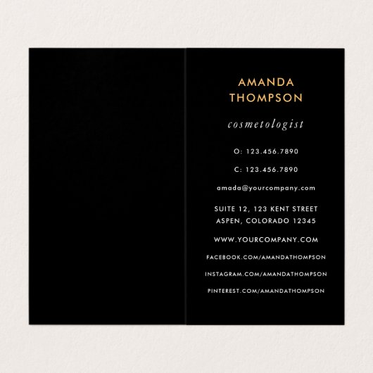 Carte de visite noir et or (Intérieur déplié)