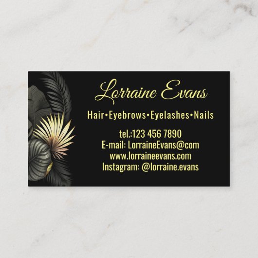 Carte De Visite Noir et Or. (Dos)