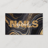 Carte De Visite Noir et or Agate Marbre Clou Artiste (Devant)