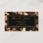 Carte De Visite Noir et or avec Bokeh Lights Moderne (Dos)