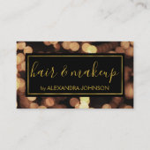 Carte De Visite Noir et or avec Bokeh Lights Moderne (Devant)