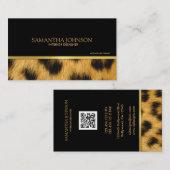 Carte De Visite Noir et or avec la fourrure de léopard (Devant / Derrière)