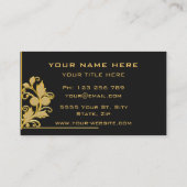 Carte de visite noir et or Cadre de fleurs dorées (Dos)