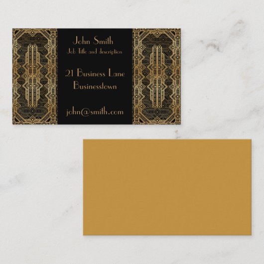 Carte De Visite Noir et or d'art déco géométriques (Devant / Derrière)