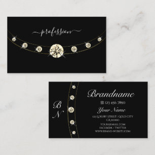 Carte De Visite Noir et or de luxe avec Monogram Professional