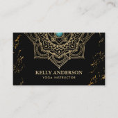 Carte De Visite Noir et or de mandala de fleur de Lotus (Devant)