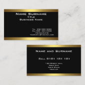 Carte De Visite Noir et or élégant moderne (Devant / Derrière)