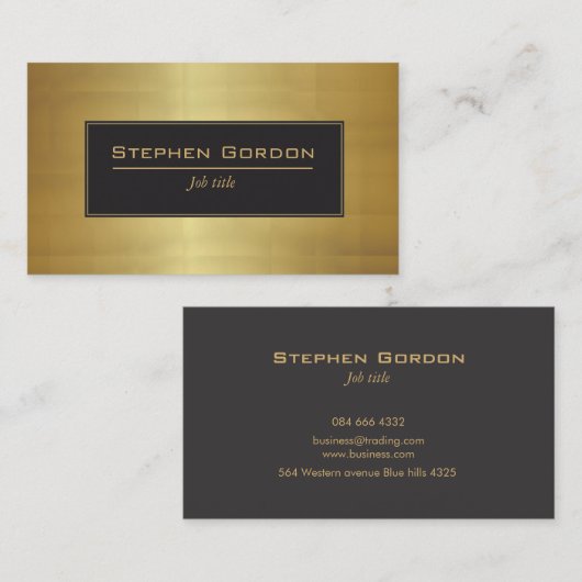 Carte De Visite Noir et or élégants (Devant / Derrière)
