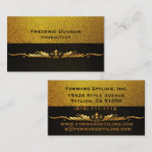 Carte de visite - Noir et Or Fancy Moderne (Devant / Derrière)