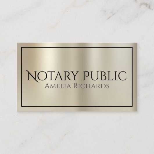 Carte De Visite Noir et Or moderne Elégant Notaire Public (Devant)