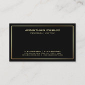 Carte De Visite Noir Et Or Professionnel Élégant Moderne (Dos)