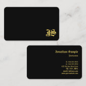 Carte De Visite Noir Et Or Professionnel Monogramme Classique (Devant / Derrière)