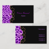 Carte de visite noir et pourpre élégant (Devant / Derrière)