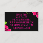 Carte de visite noir et rose avec fleurs (Dos)