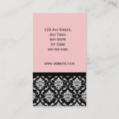 Carte de visite noir et rose élégant de damassé (Dos)